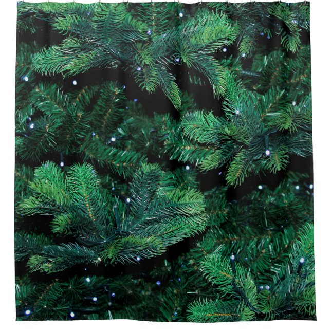 Christmas tree twigs sapling pine shower curtain (Front)