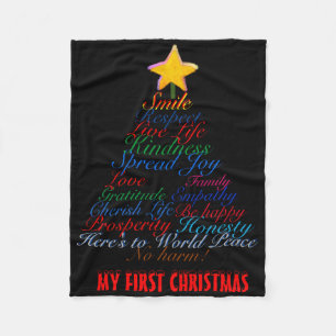 Christmas Tree Tygraphy Babys First Christmas Baby Fleece Blanket