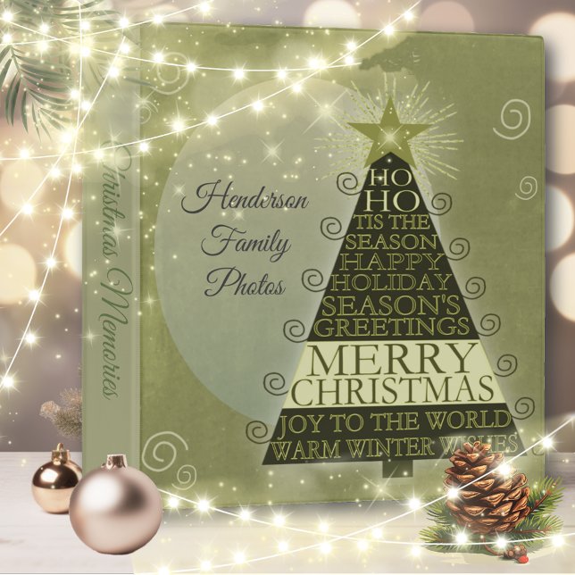 Christmas Tree Typography Wordart Holiday Photo 3 Ring Binder (Creator Uploaded)