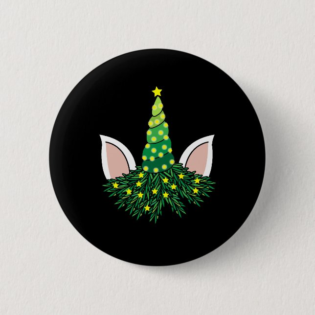 christmas tree unicorn button (Front)