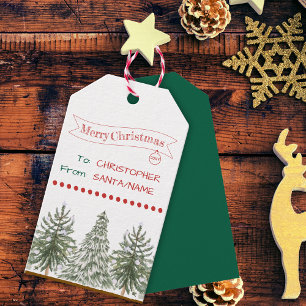 Christmas Tree Unique Vintage Custom Name Gift Tag