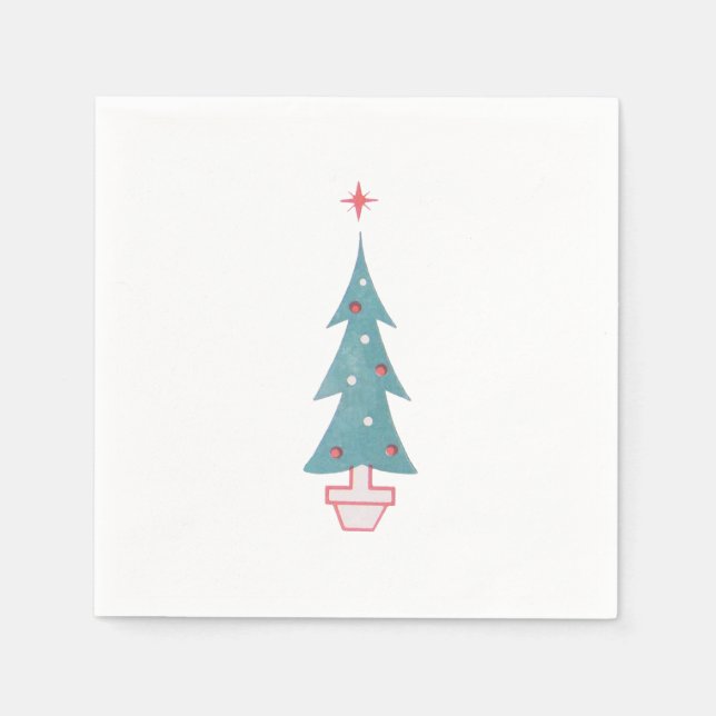 Christmas Tree Vintage 1950s Art Napkins (Front)