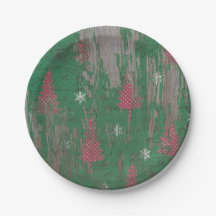 christmas tree vintage antique rustic paper plates