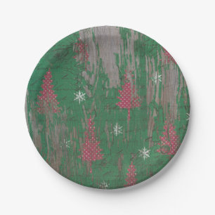 christmas tree vintage antique rustic paper plates