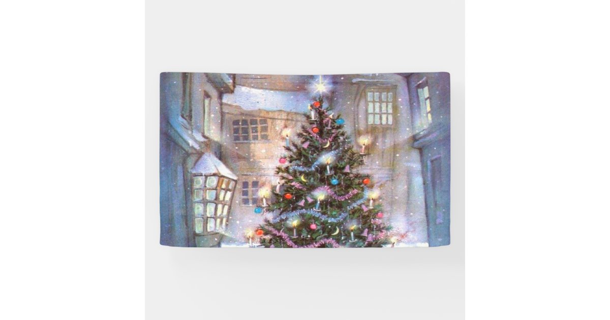 Christmas Tree Vintage Banner Zazzle Com