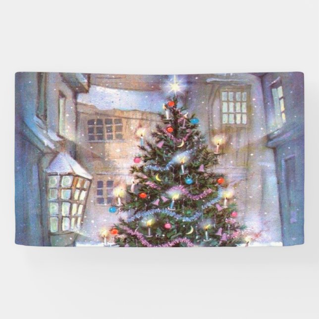 Christmas Tree Vintage Banner (Horizontal)