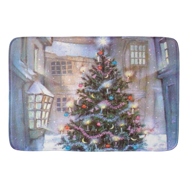 Christmas Tree Vintage Bathroom Mat (Front)