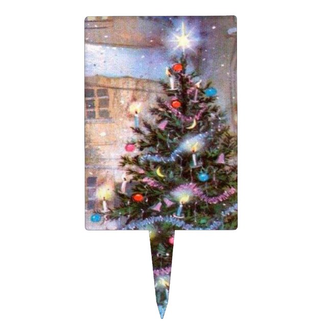 Christmas Tree Vintage Cake Topper (Front)