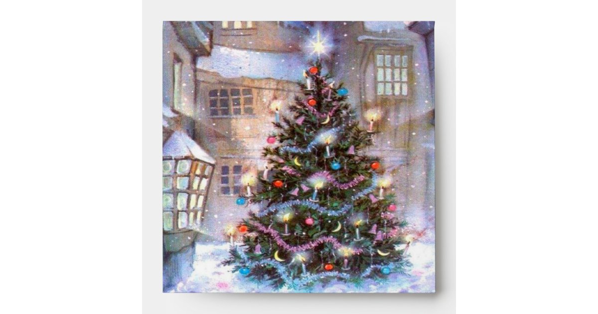 Christmas Tree Vintage Envelope | Zazzle