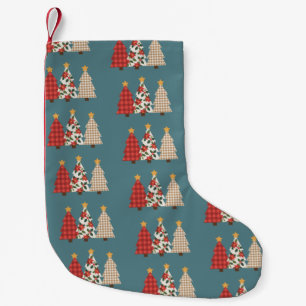 Christmas Tree Vintage Patchwork Red Plaid Holiday Small Christmas Stocking