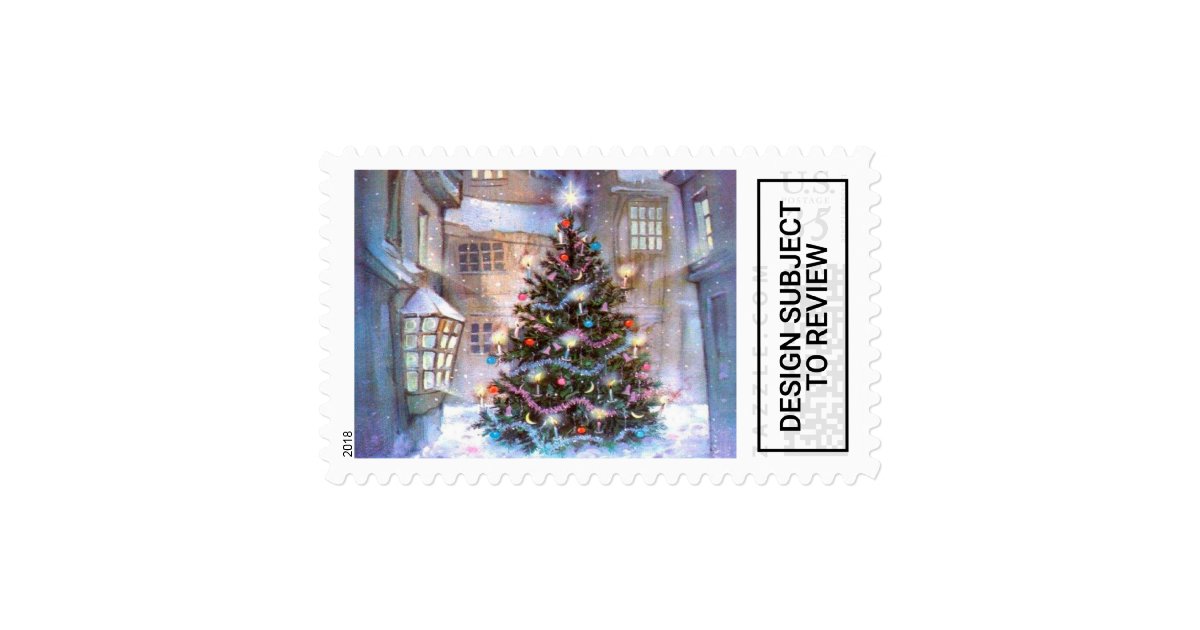 Christmas Tree Vintage Postage Zazzle Com