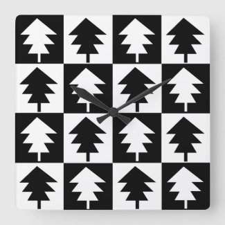 Christmas Tree Vintage Trendy Black and White 