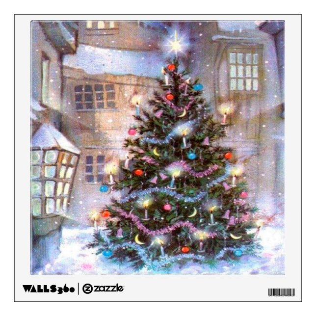 Christmas Tree Vintage Wall Decal (Front)