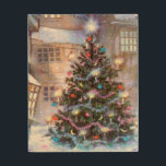 Christmas Tree Vintage Wood Wall Decor<br><div class="desc">Beautiful original vintage Christmas tree illustration with sparkling lights.</div>