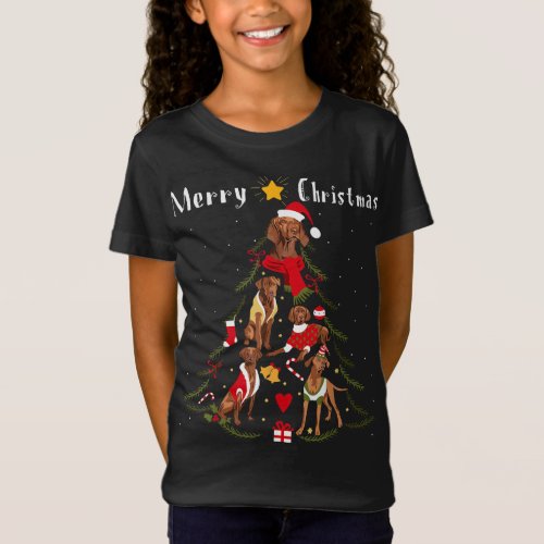 Christmas Tree Vizsla Lover Xmas Dog Owner T_Shirt