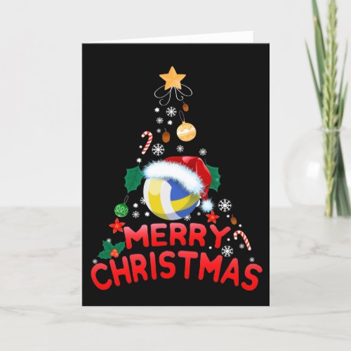 Christmas Tree Volleyball Santa Hat  2021 Xmas Holiday Card