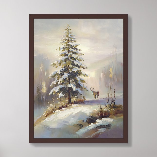 Christmas Tree Wall Hanging, Winter Landscape Art Framed Art (Framed Front)