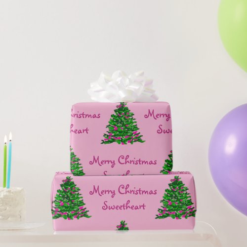 Christmas Tree Watercolor Illustration Costomize Wrapping Paper