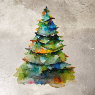 Christmas Tree Watercolor Pine Artistic Floor Decals