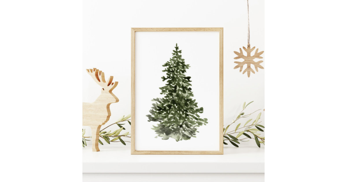 Christmas Tree Watercolor Poster | Zazzle