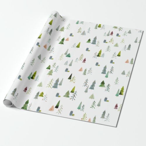 Christmas Tree Watercolor Wrapping Paper