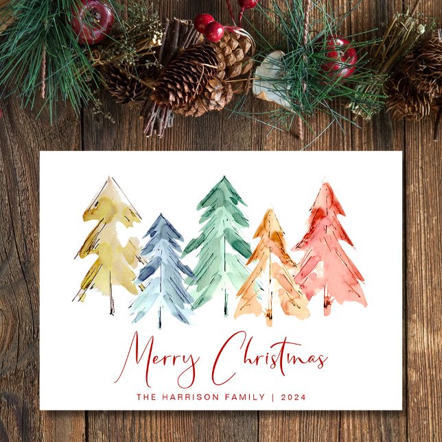 Christmas Tree Watercolors Holiday Card (Creator Uploaded)