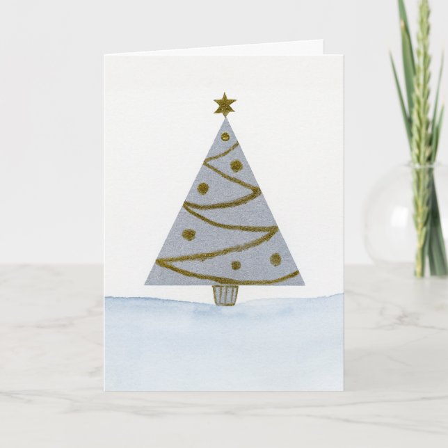 Christmas Tree watercolour Card (Front)