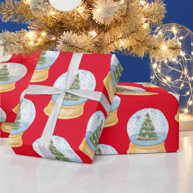 Christmas Tree Waterglobes Wrapping Paper (Holidays)