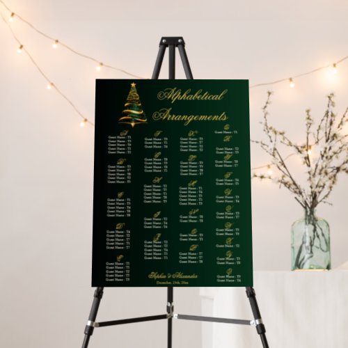 Christmas Tree Wedding Alphabetical Seating Chart Foam Board