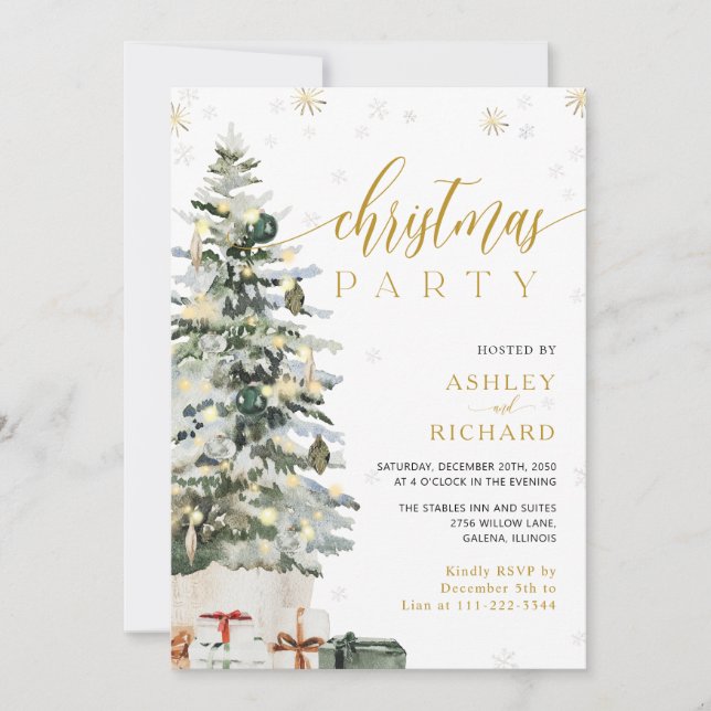 Christmas Tree Wedding Invitation (Front)