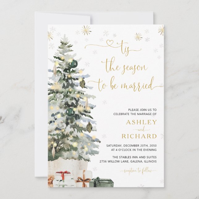 Christmas Tree Wedding Invitations (Front)