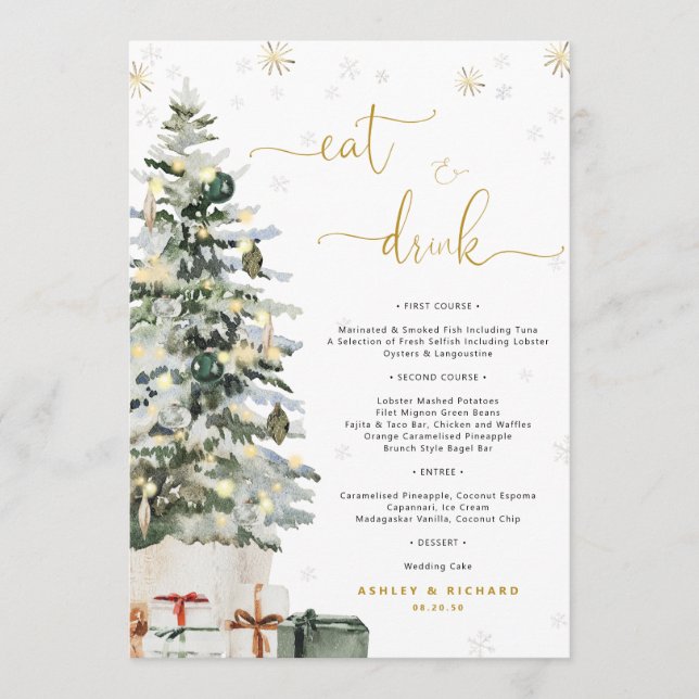 Christmas Tree Wedding Menu  (Front)
