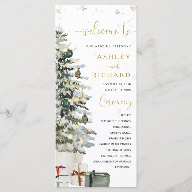 Christmas Tree Wedding Program (Front)
