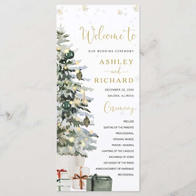 Christmas Tree Wedding Program (Front)