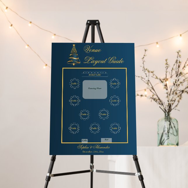 Christmas Tree Wedding Room Plan Seating Chart Foam Board (In Situ (Stand))