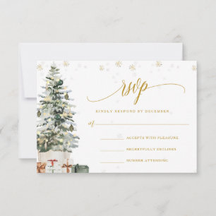 Christmas Tree Wedding RSVP Card