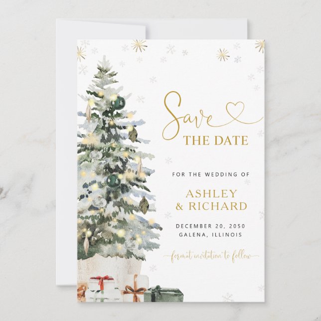 Christmas Tree Wedding Save The Date (Front)