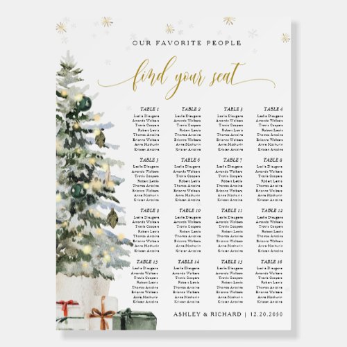 Christmas Tree Wedding Seating Chart Foam Board