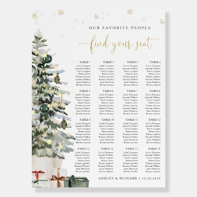 Christmas Tree Wedding Seating Chart Foam Board (Front)