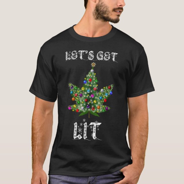 Christmas Tree Weed Leaf Pot Thc Gift Tee  (Front)