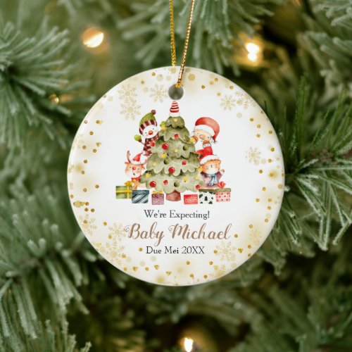 Christmas Tree Were Expecting Parents Ceramic Ornament