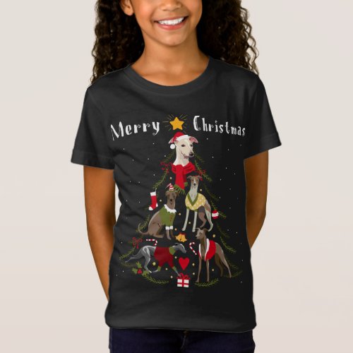 Christmas Tree Whippet Lover Xmas Dog Owner T_Shirt