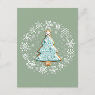 Christmas Tree White Christmas, Gingerbread Cookie Postcard