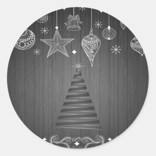 Christmas TreeWhite Christmas Ornaments Classic Round Sticker