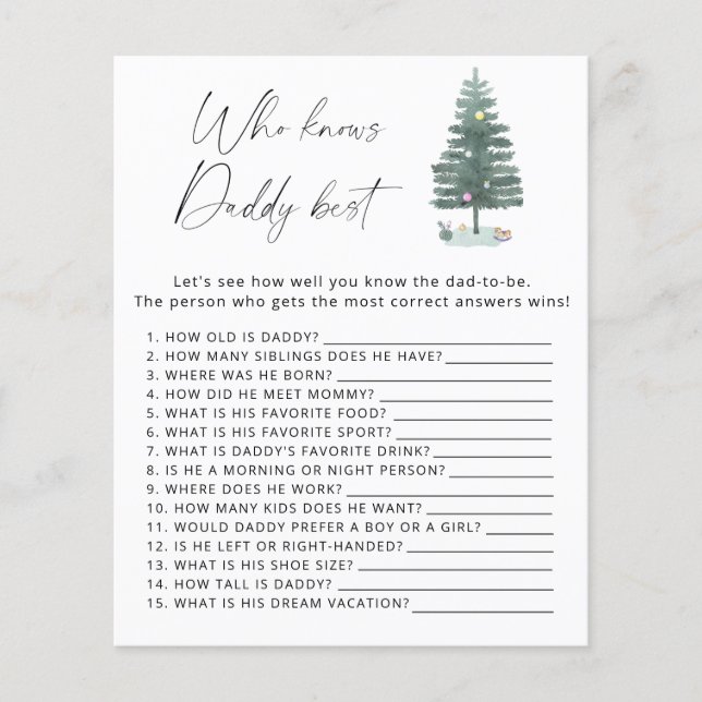 Christmas tree - Who knows daddy best game (Front)