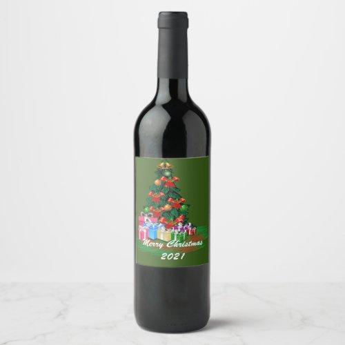 Christmas Tree Wine Label Set