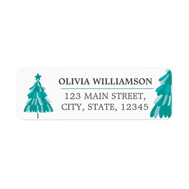 Christmas Tree Winter Forest Address Label (Front)