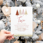 Christmas Tree Winter Girl 2nd Birthday Invitation<br><div class="desc">Christmas Tree Winter Onederland Girl 2nd Birthday Invitations
Pink christmas trees theme is perfect for minimal and modern birthday party! Choose our pastel blush rainbow design for your kids 1st birthday party.</div>