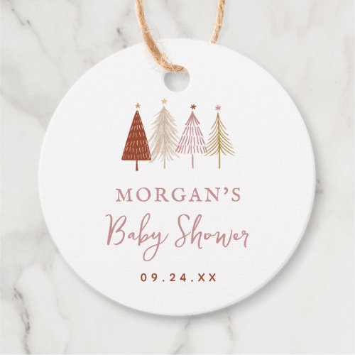 Christmas Tree Winter Girl Baby Shower Favor Tags