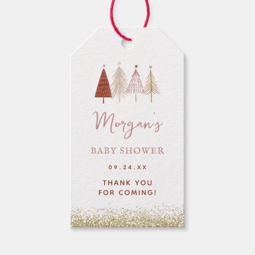 Christmas Tree Winter Girl Baby Shower  Gift Tags